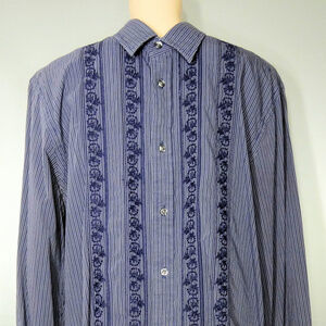 Express Button Down Blue Shirt w/Embroidered Desig